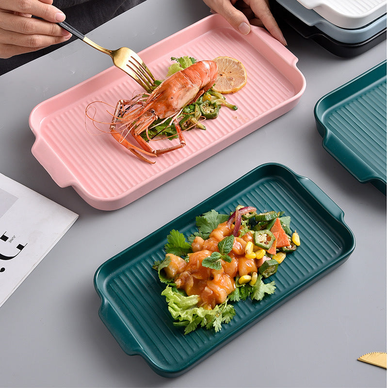 Rectangular household ceramic plate plate
