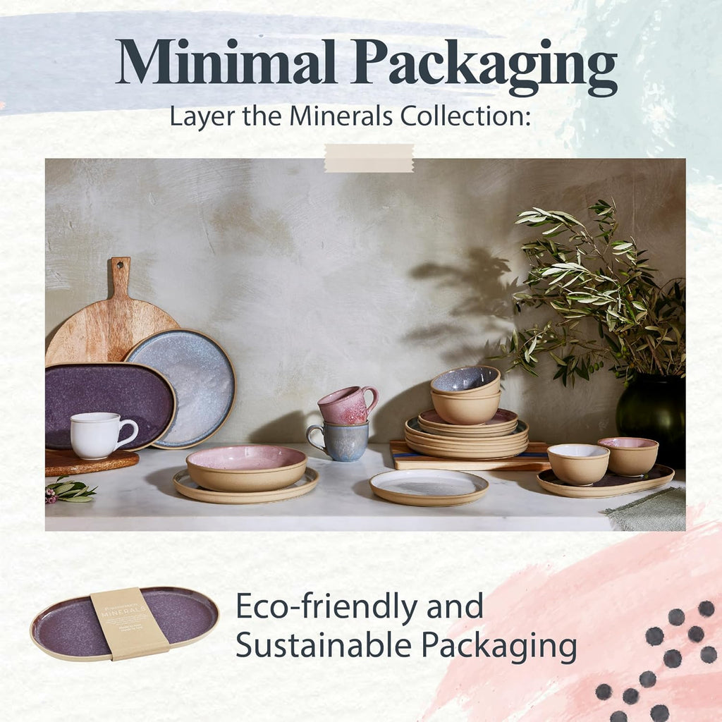 Minerals Oval Serving Platter (13.7"X 7.5") - Stoneware Serving Dish with Reactive Glaze, Amethyst - Modern Ceramic Serveware for Dining, Entertaining, Gifting - Great for Charcuterie