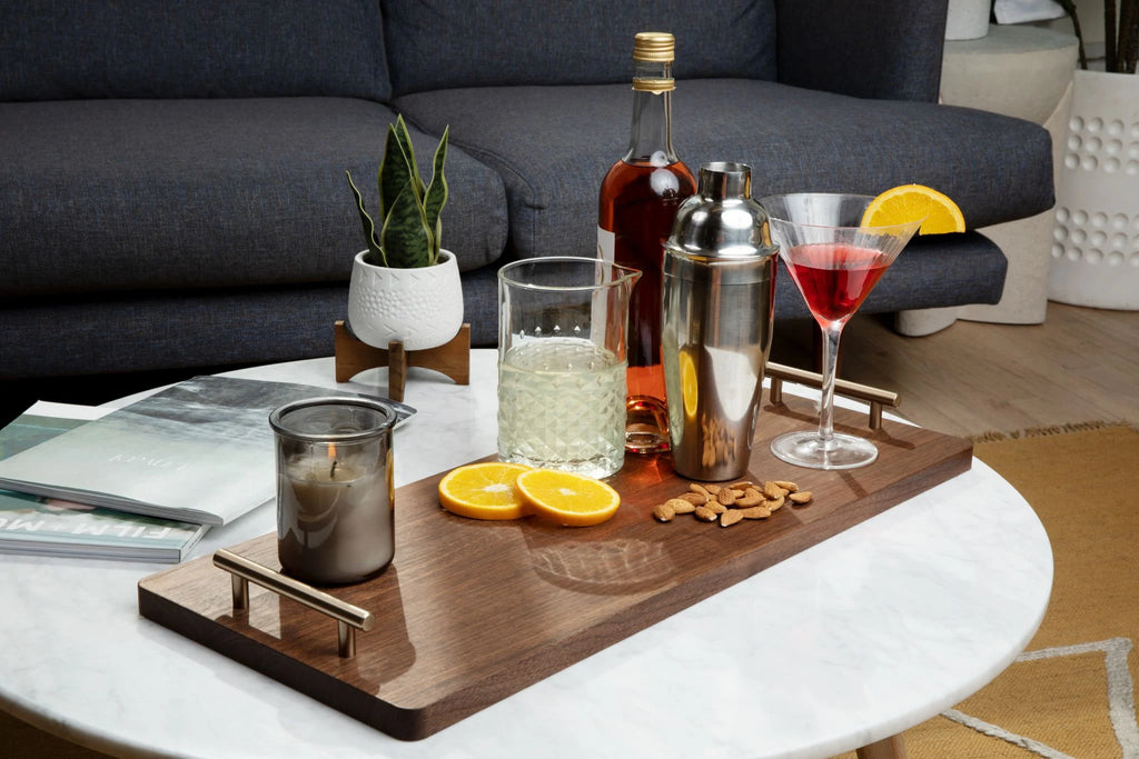 Extra Long Solid Walnut Hardwood Cutting Board with Bronze Metal Handles