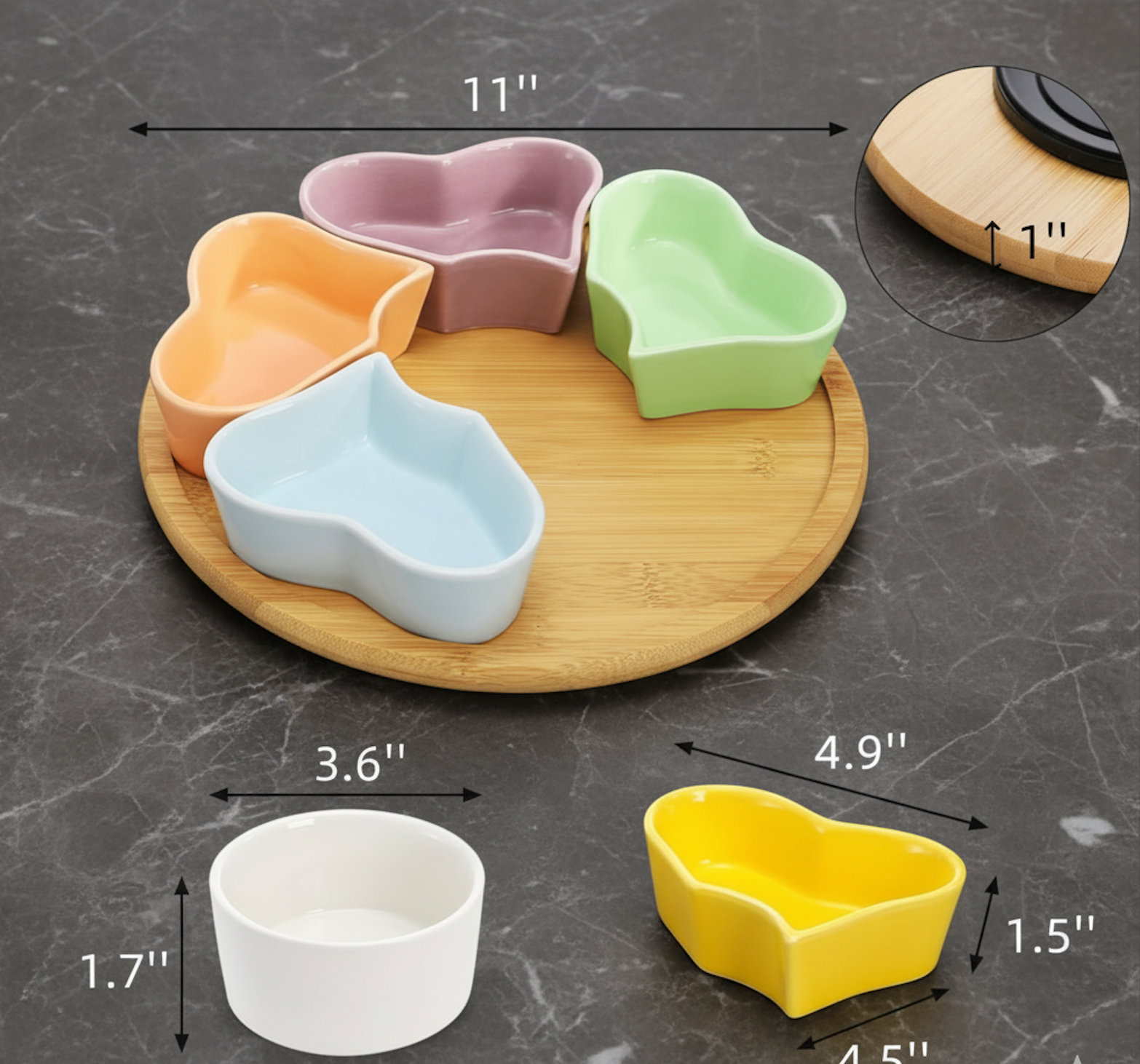 11'' Lazy Susan Tray, Ceramic 360° Rotating Serving Platters