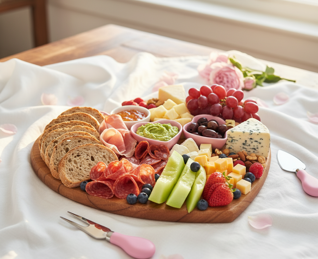 7Pcs Pink Heart  Charcuterie Board Set