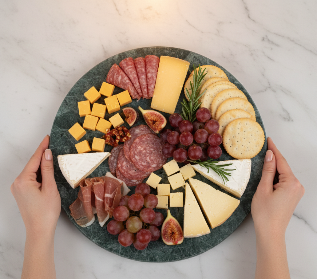 Natural Green Marble round Serving Board
