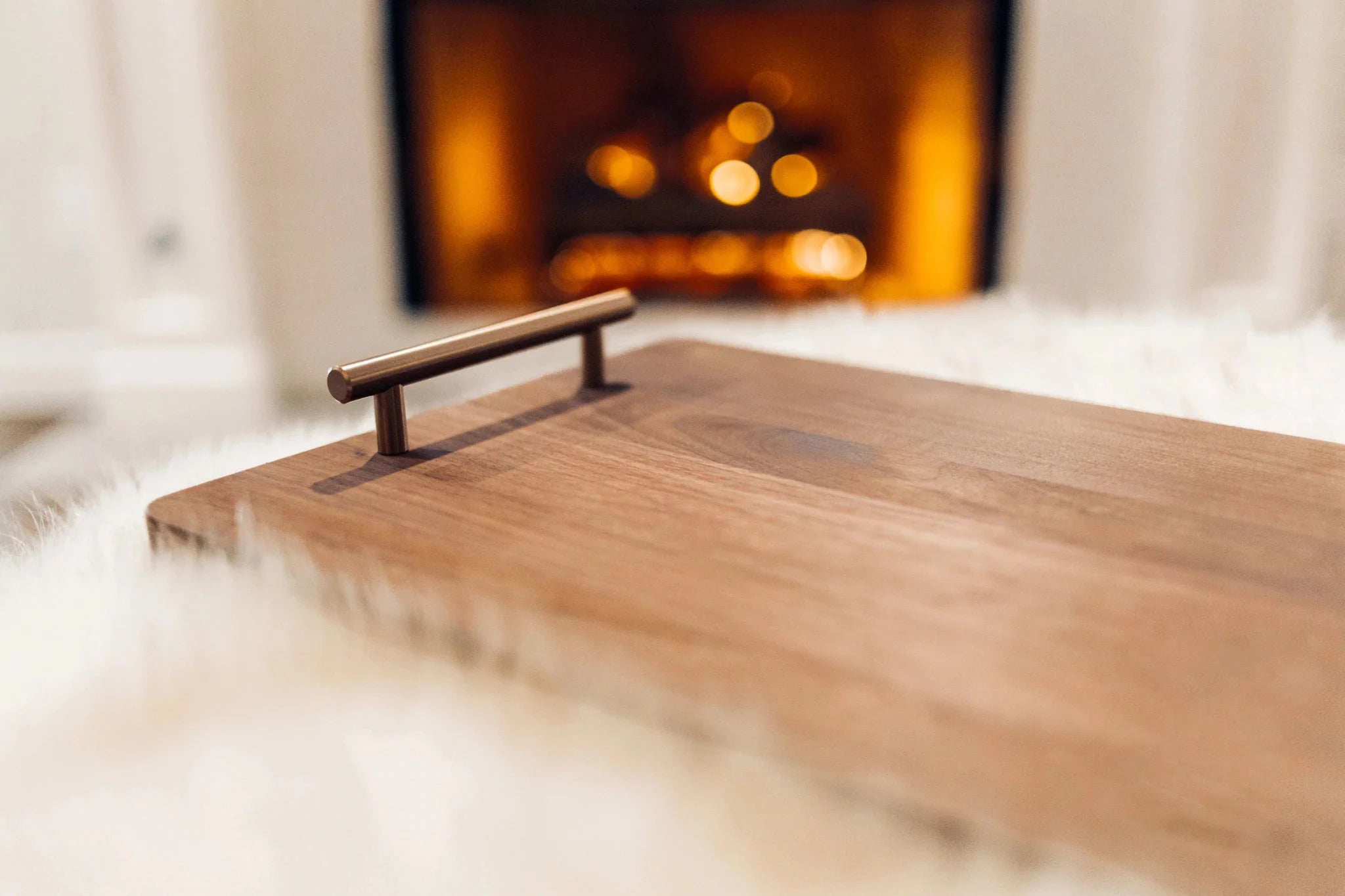 Extra Long Solid Walnut Hardwood Cutting Board with Bronze Metal Handles