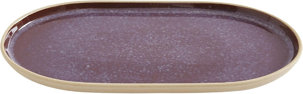 Minerals Oval Serving Platter (13.7"X 7.5") - Stoneware Serving Dish with Reactive Glaze, Amethyst - Modern Ceramic Serveware for Dining, Entertaining, Gifting - Great for Charcuterie