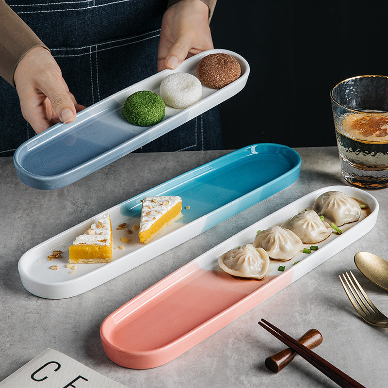 Japanese long ceramic plate