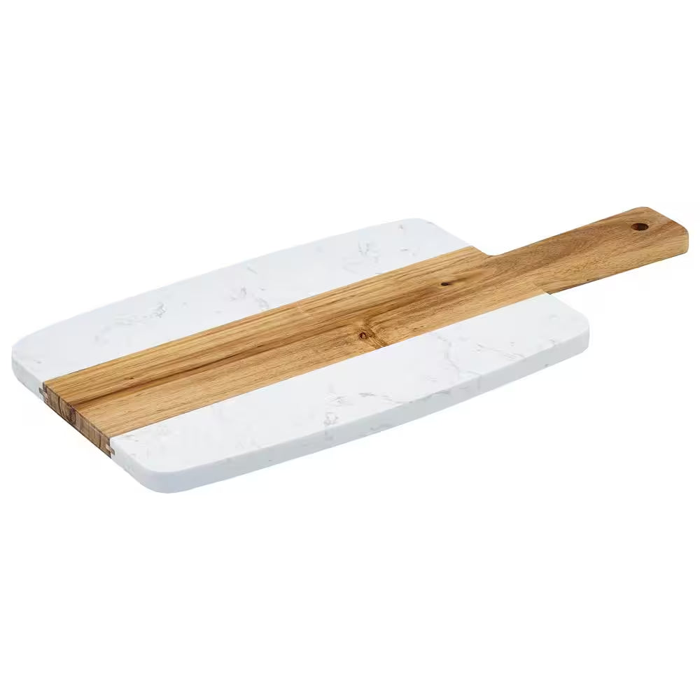 15 In. Marble and Wood Serving Board