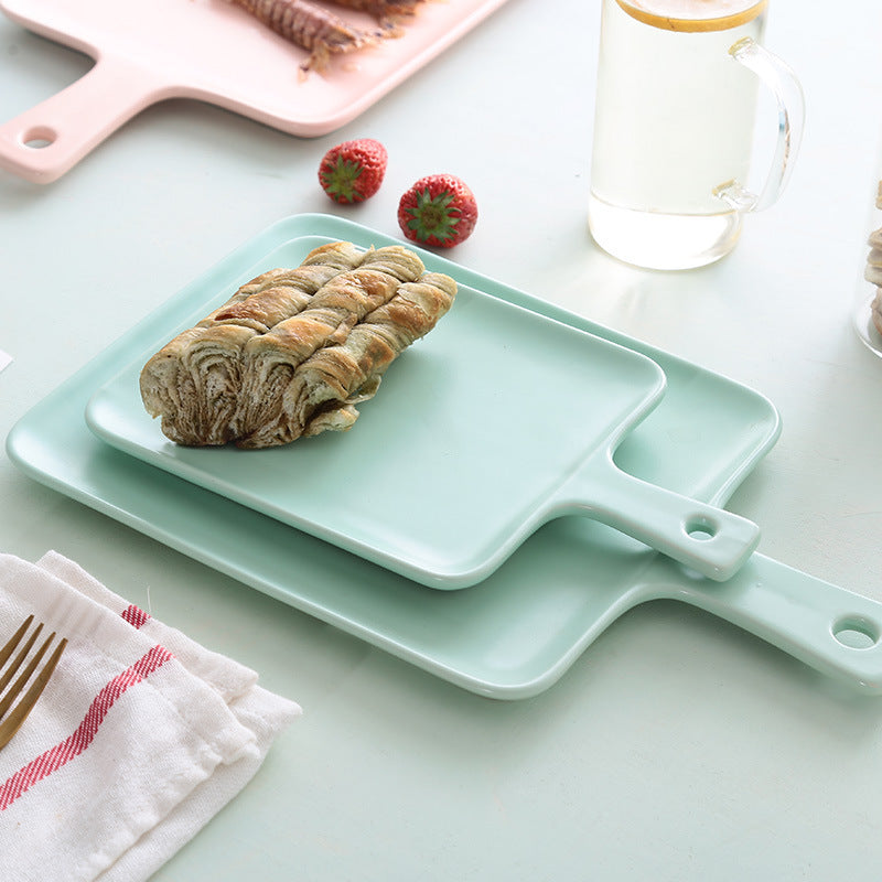 Household Fruit Plate Ceramic Tableware With Handle