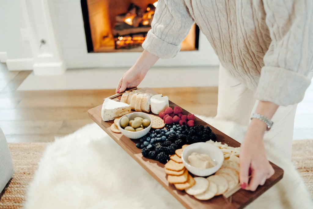 Extra Long Solid Walnut Hardwood Cutting Board with Bronze Metal Handles