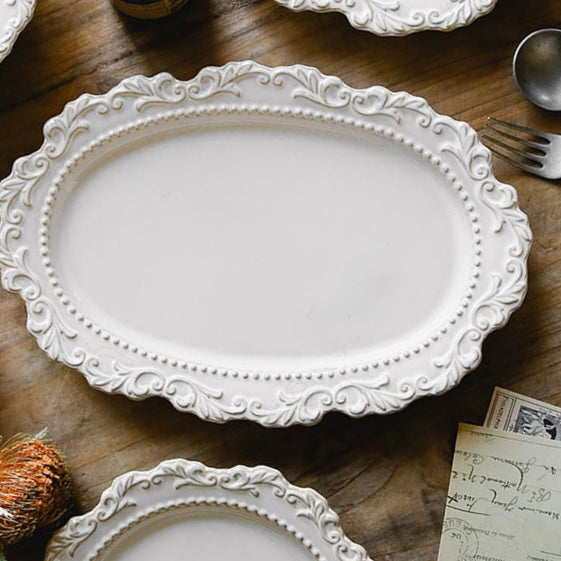 European Vintage Style Ceramic Dinner Plate