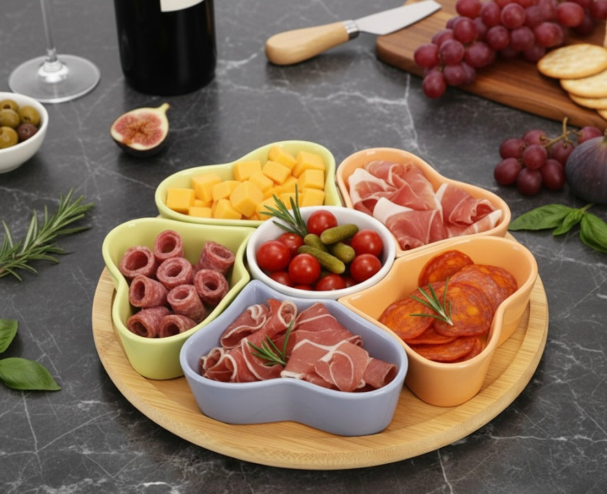 11'' Lazy Susan Tray, Ceramic 360° Rotating Serving Platters