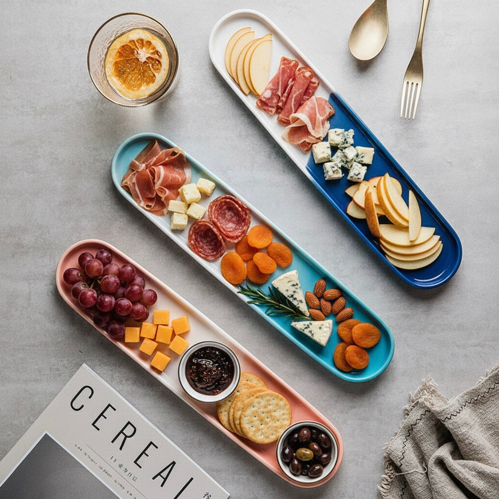 Japanese long ceramic plate