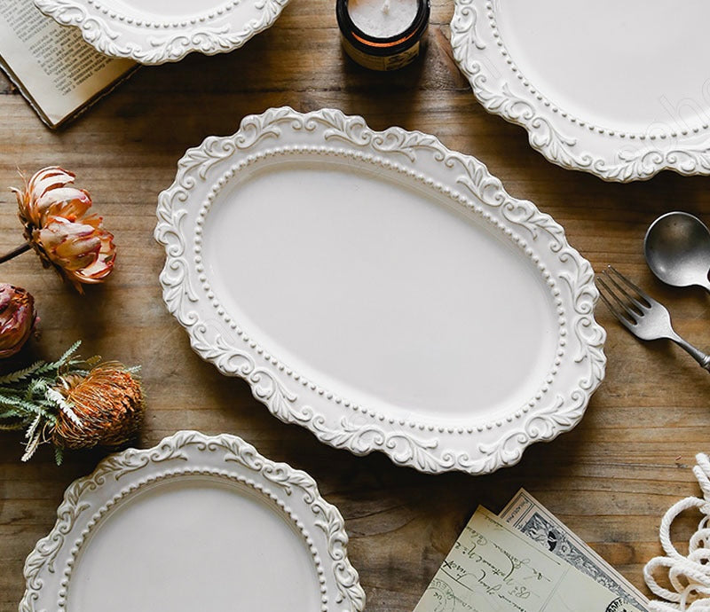 European Vintage Style Ceramic Dinner Plate