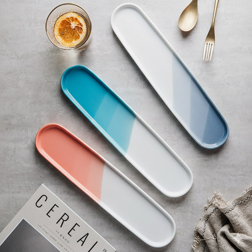 Japanese long ceramic plate