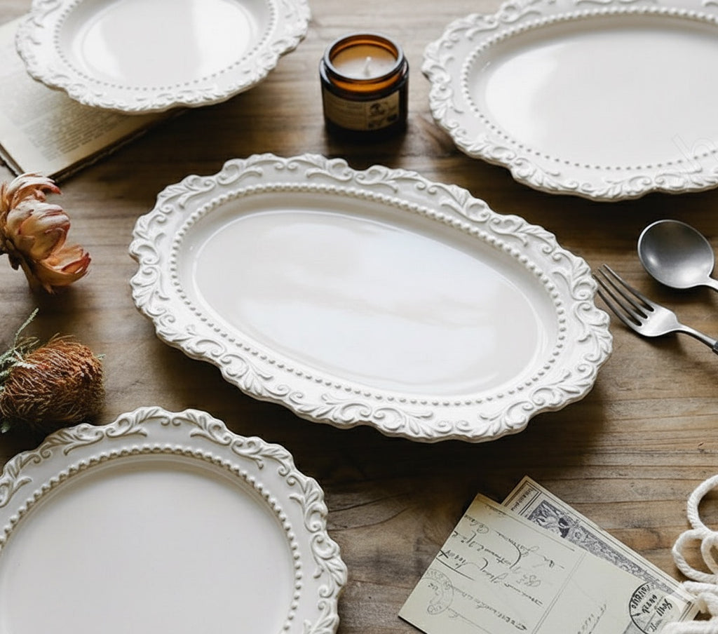 European Vintage Style Ceramic Dinner Plate