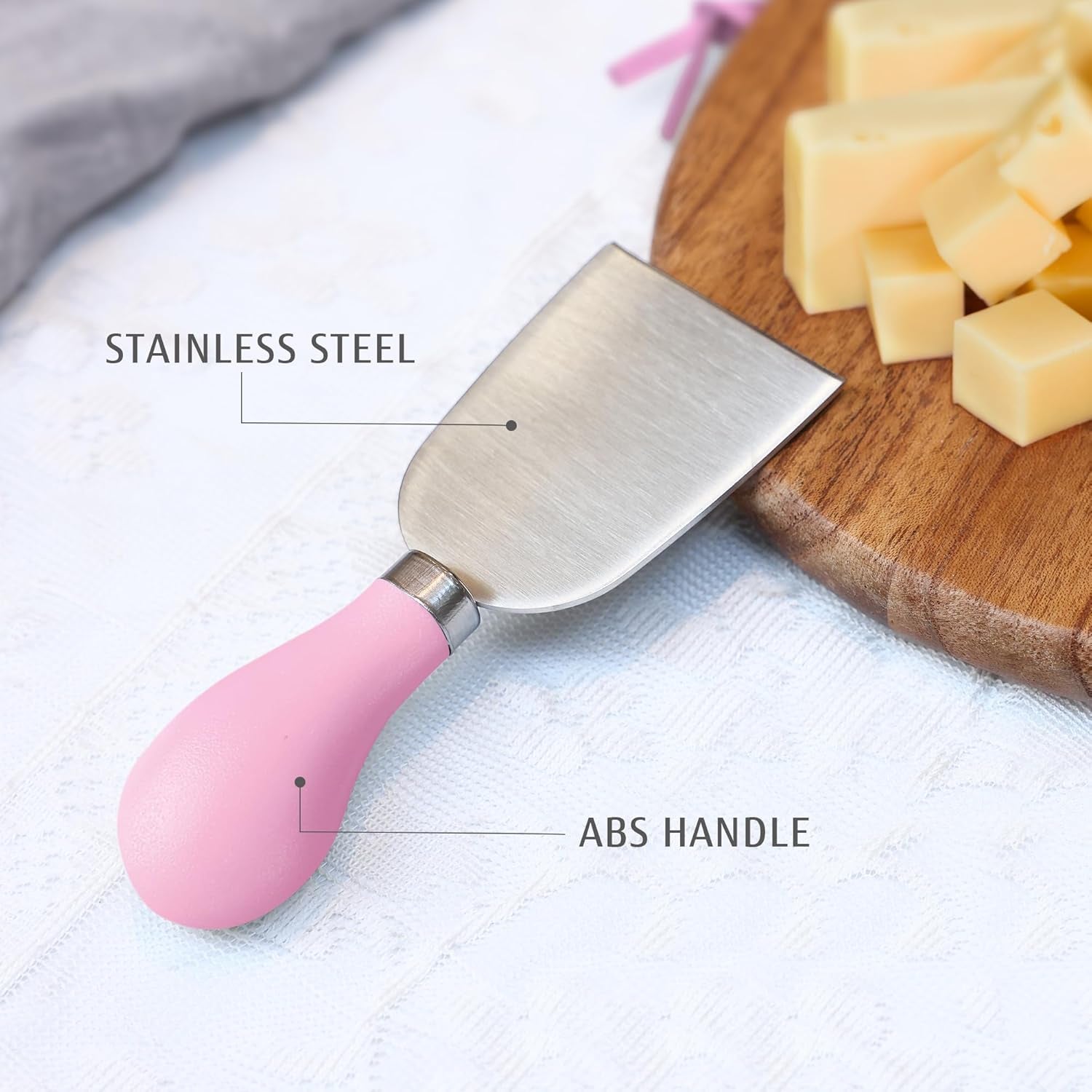 7Pcs Cheese Board Set, Charcuterie Boards Set with Knives & Ceramic Bowls, Heart-Shape Serving Board Set, Chinaberry Wood for Birthdays, Weddings, Housewarming(Pink)