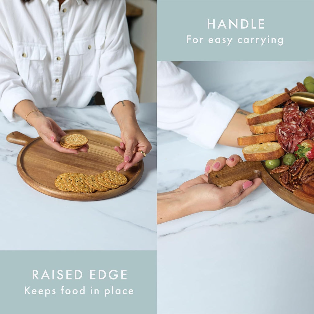 Charcuterie Board Set - round Acacia Cheese Board Serving Tray with Accessories - House Warming Gifts for New Home, Bridal Shower & Wedding Gift, Birthday Gifts for Women