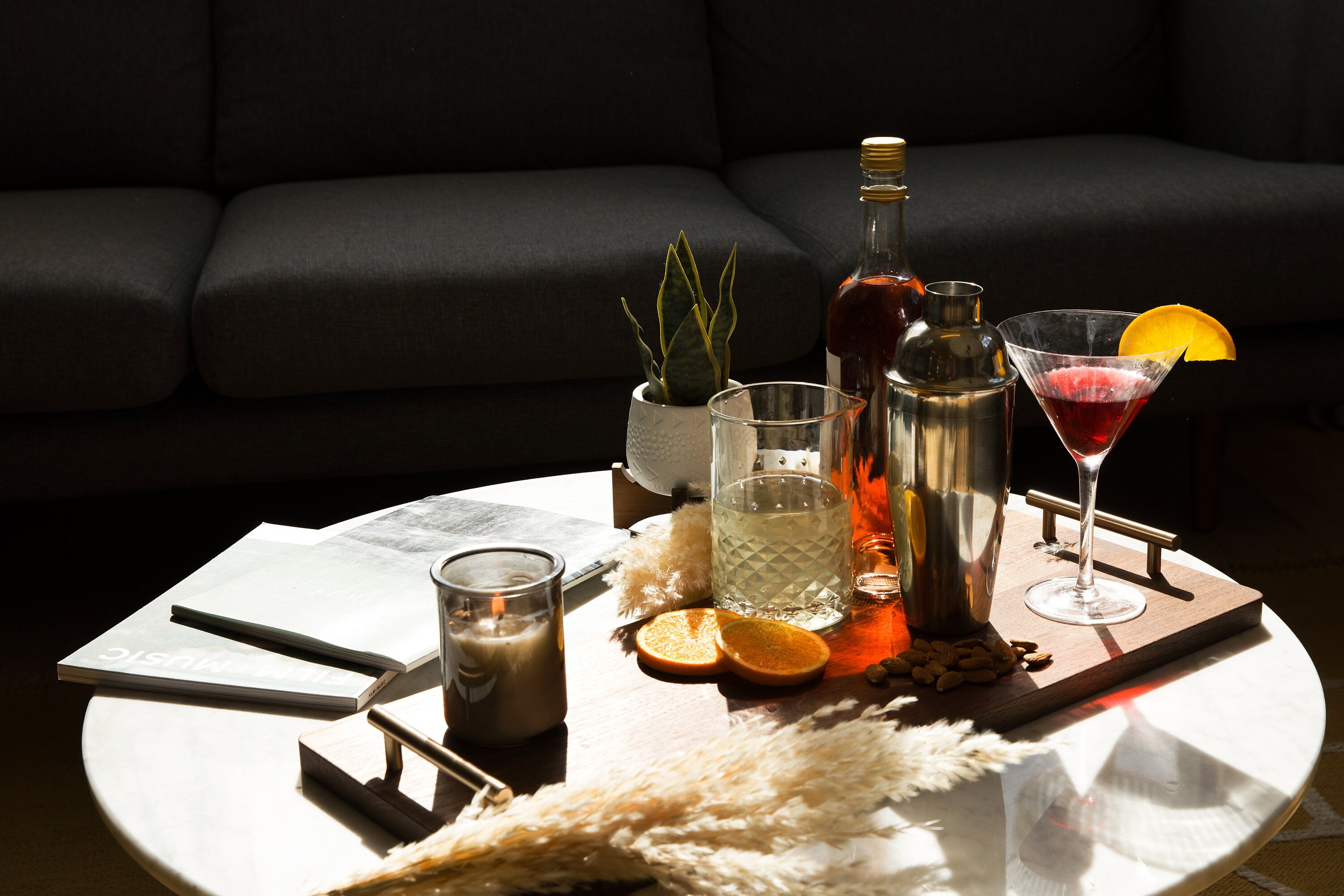 Extra Long Solid Walnut Hardwood Cutting Board with Bronze Metal Handles