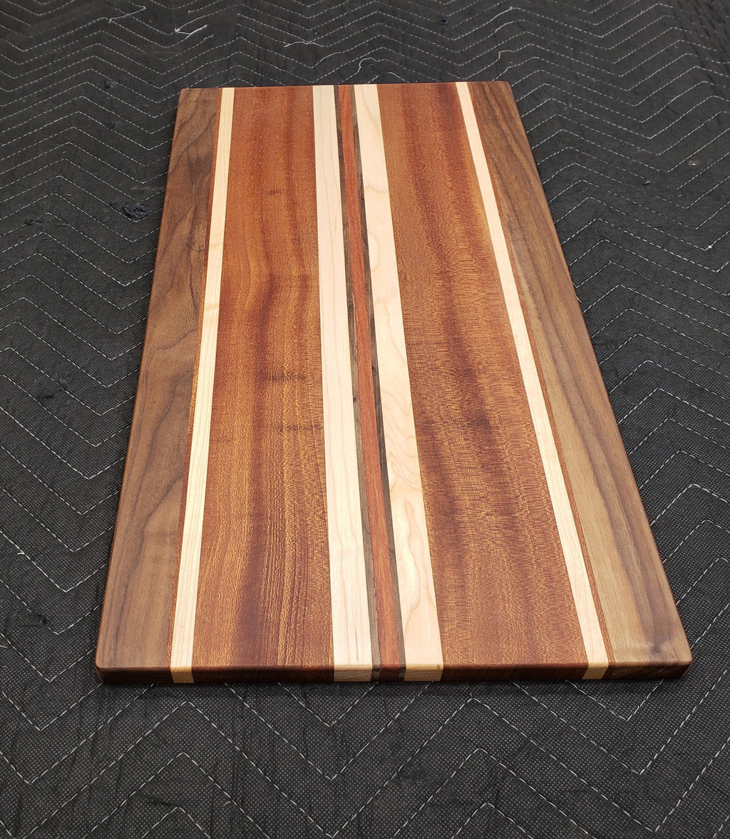 Handmade Hardwood Charcuterie Board: Walnut, Mahogany, Maple, Bloodwood