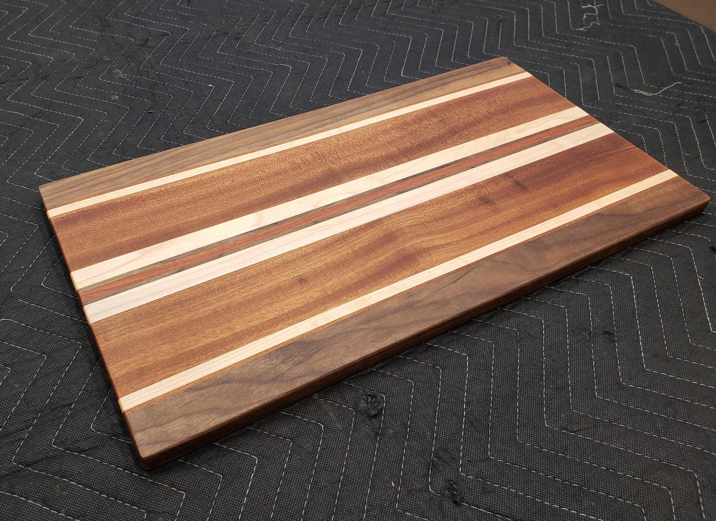 Handmade Hardwood Charcuterie Board: Walnut, Mahogany, Maple, Bloodwood
